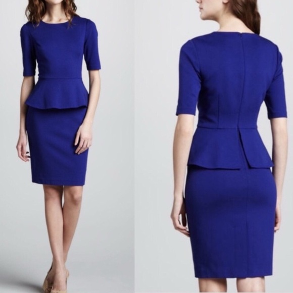 Trina Turk, Tanzanite Trophy Peplum Waist Sheath Dress. - Picture 1 of 7